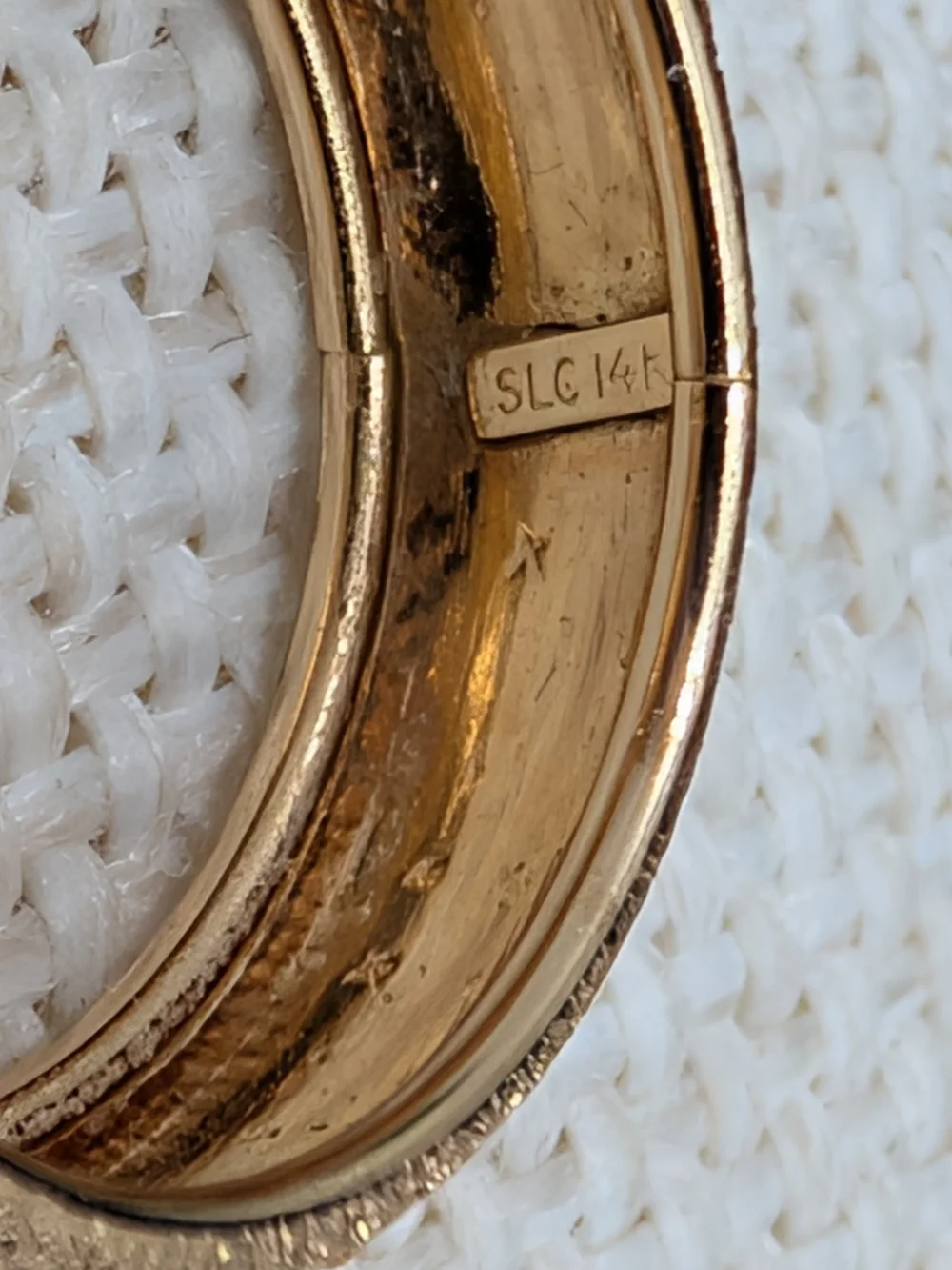 Vintage SLC Solid 14K Yellow Gold Pavé Eternity Band Sz 5.75